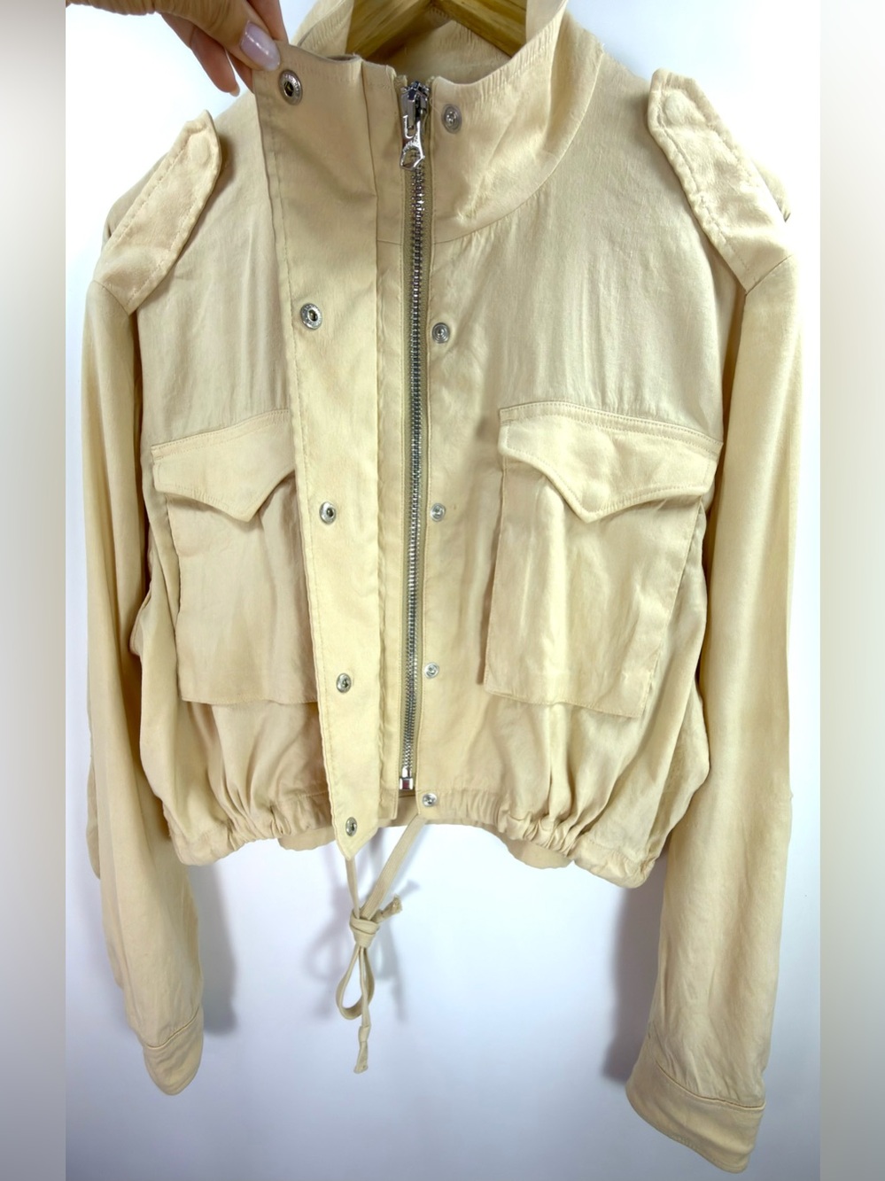 Rag & Bone M65 Cream Cropped Linen Blend Field Jacket M - Picture 7 of 13